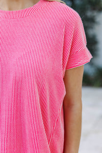 Catching On Coral Ribbed Top