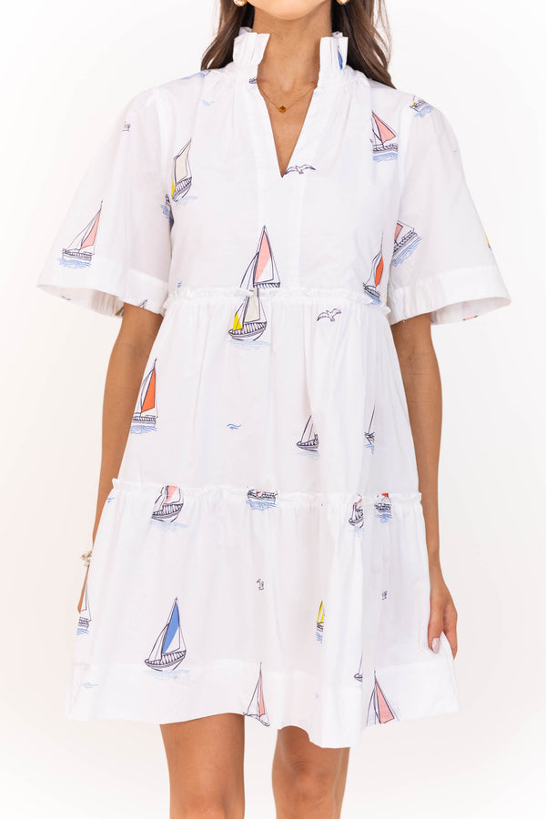 Feeling Your Best White Sailboat Dress