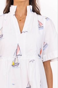 Feeling Your Best White Sailboat Dress