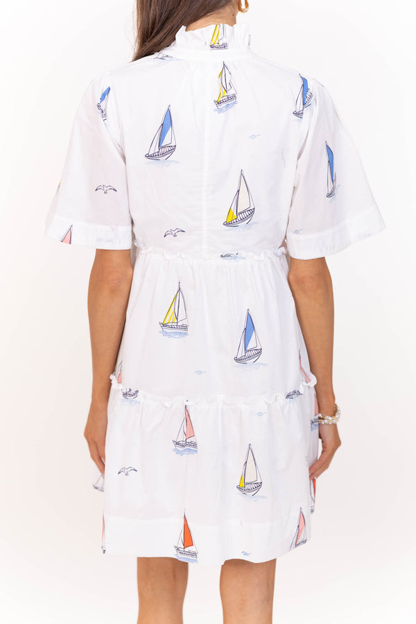 Feeling Your Best White Sailboat Dress