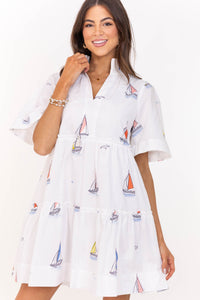 Feeling Your Best White Sailboat Dress
