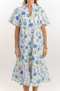 Feeling Your Best Blue Large Floral Midi Dress
