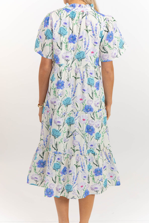 Feeling Your Best Blue Large Floral Midi Dress