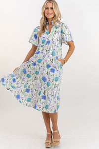 Feeling Your Best Blue Large Floral Midi Dress