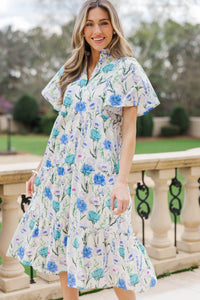 Feeling Your Best Blue Large Floral Midi Dress