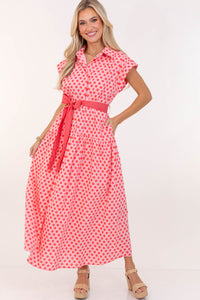 Feeling Inspired Pink Polka Dot Maxi Dress