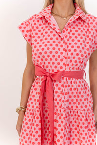 Feeling Inspired Pink Polka Dot Maxi Dress