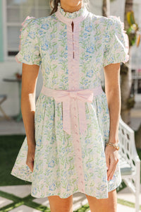 Going Home Pink Ditsy Floral Ruffled Dress