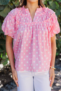 Pull It Together Pink Polka Dot Blouse