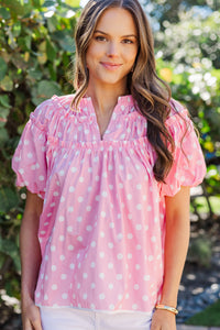 Pull It Together Pink Polka Dot Blouse