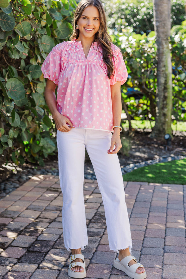 Pull It Together Pink Polka Dot Blouse