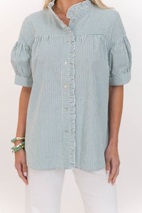 Heartfelt Moments Green Striped Blouse