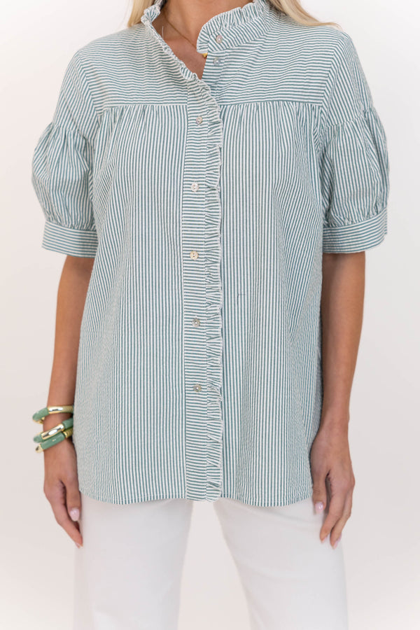 Heartfelt Moments Green Striped Blouse