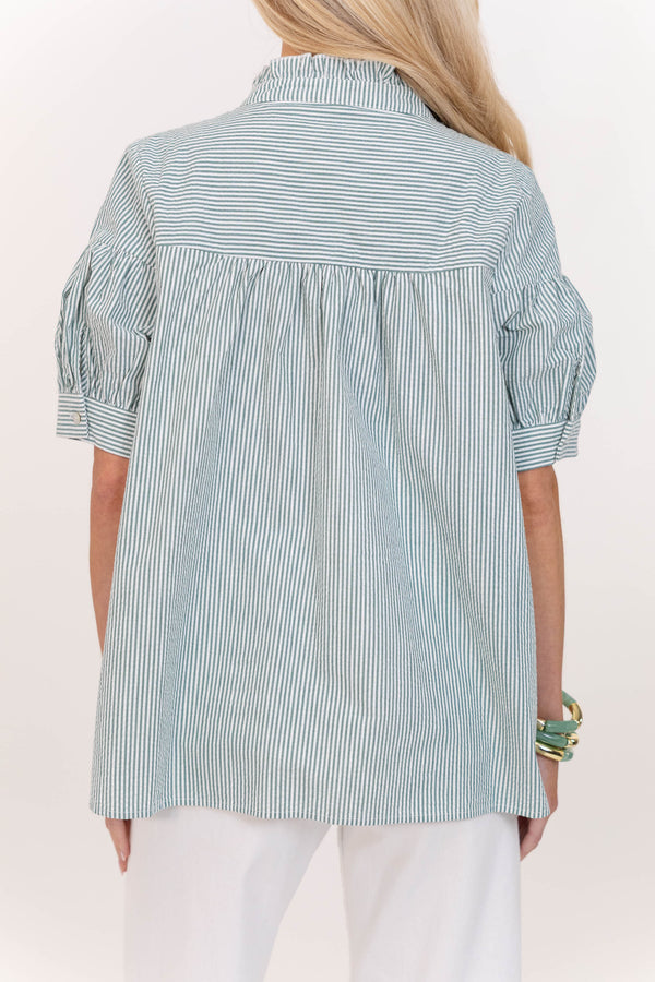 Heartfelt Moments Green Striped Blouse