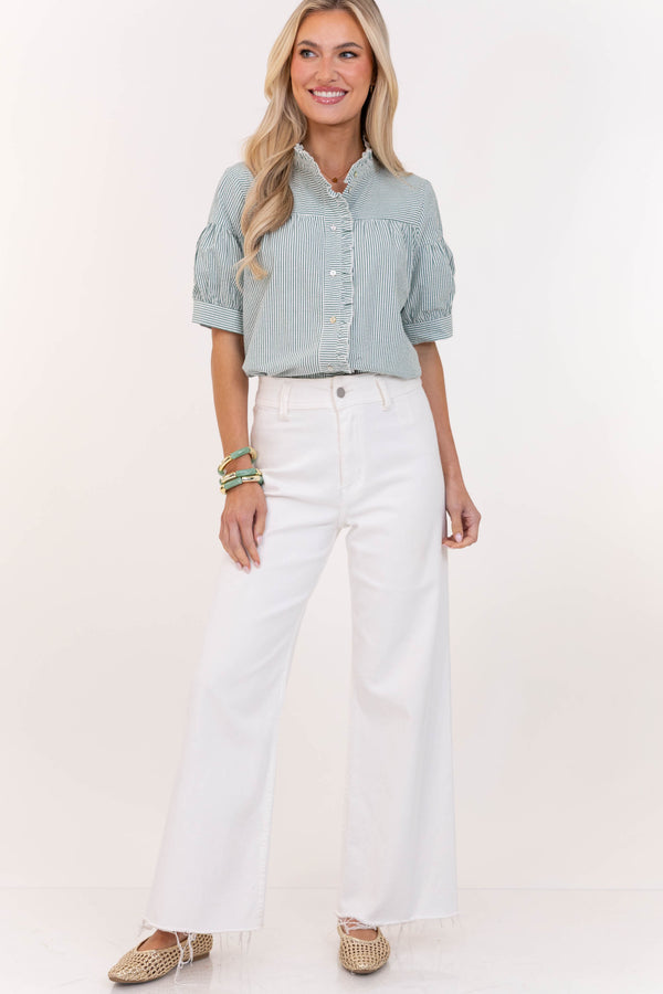Heartfelt Moments Green Striped Blouse