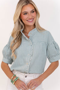 Heartfelt Moments Green Striped Blouse