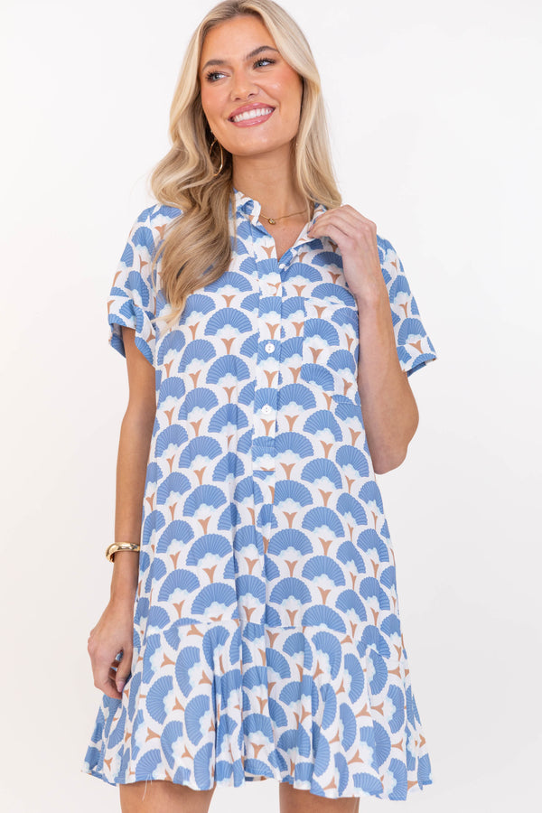 Just A Story Blue Medallion Dress