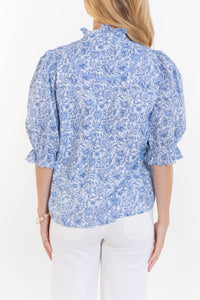 Keep It Up Blue Toile Blouse