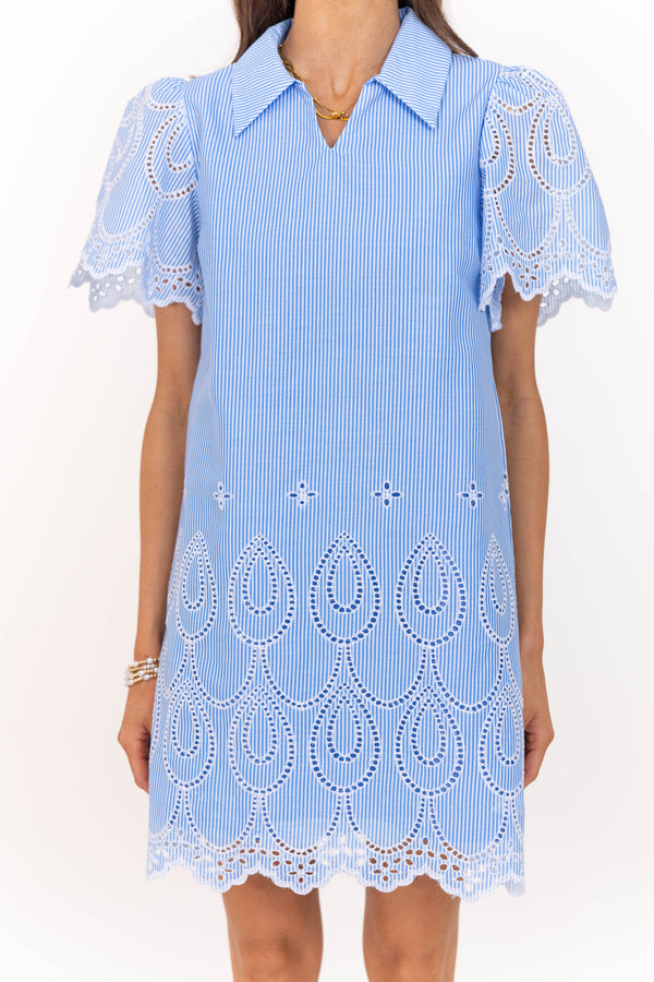 Hold Close Baby Blue Embroidered Dress