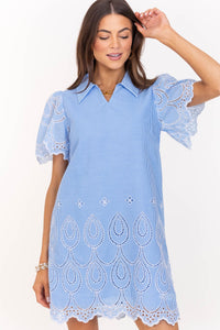 Hold Close Baby Blue Embroidered Dress