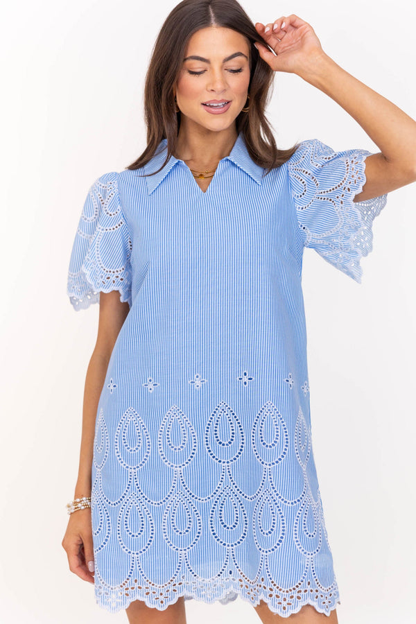 Hold Close Baby Blue Embroidered Dress