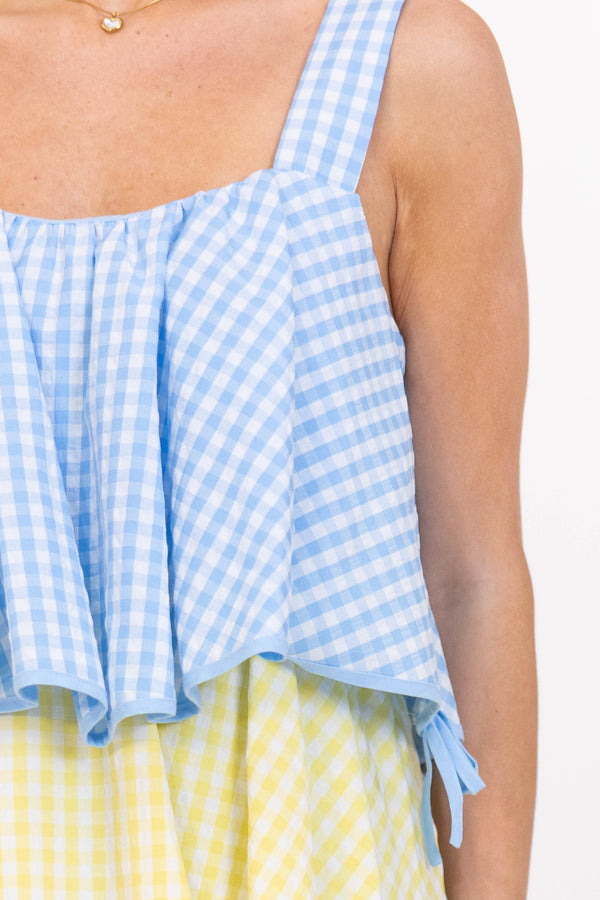 Open Skies Multi Gingham Midi Dress