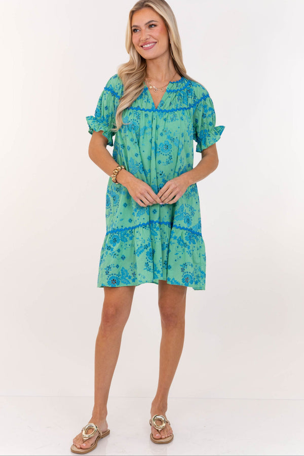 Always in Bloom Green Eyelet Dress, Medium - The Mint Julep Boutique