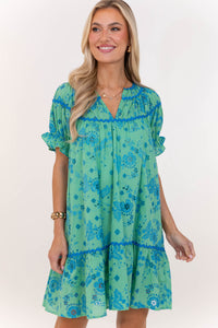 Always in Bloom Green Eyelet Dress