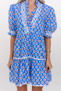 Love Grows Here Blue Medallion Dress