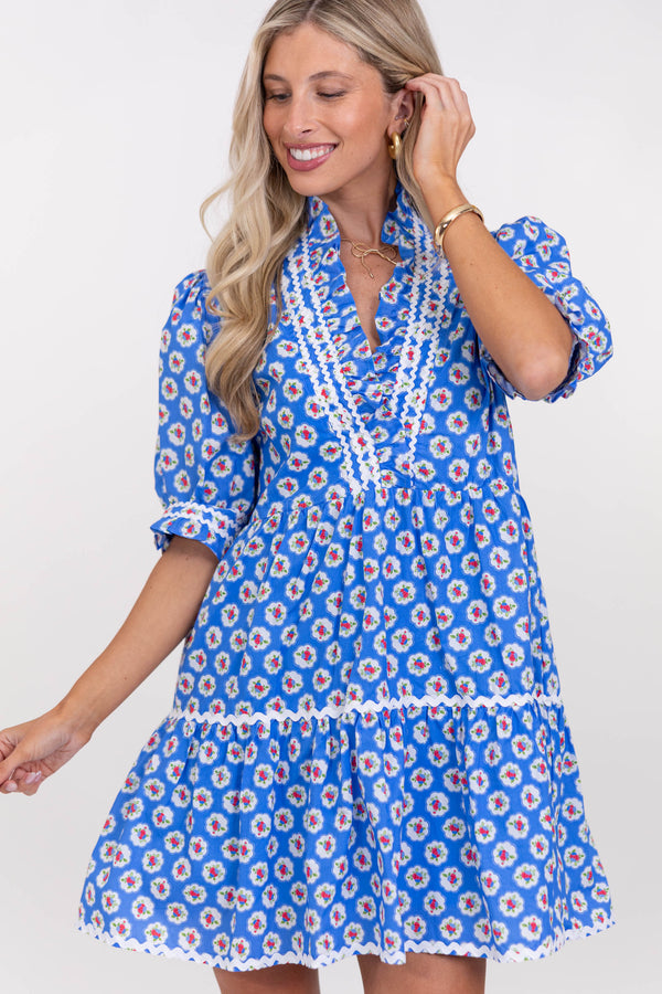 Love Grows Here Blue Medallion Dress