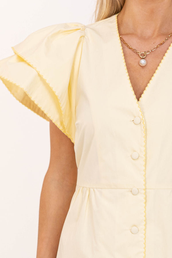 Back When Yellow Scalloped Midi Dress