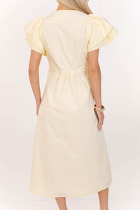 Back When Yellow Scalloped Midi Dress