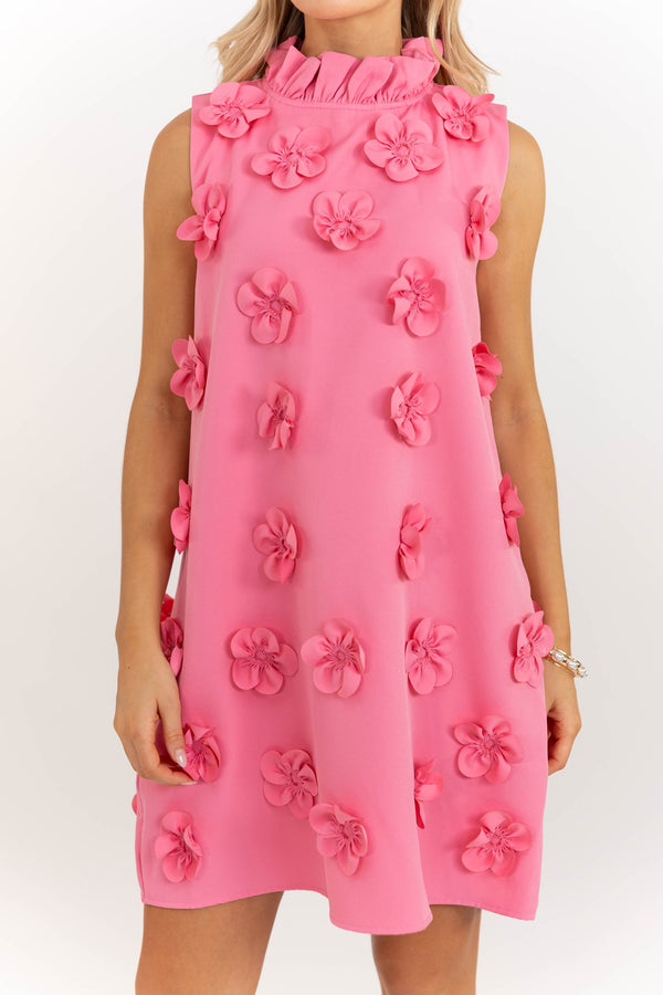 Twice As Nice Pink Floral Applique Dress