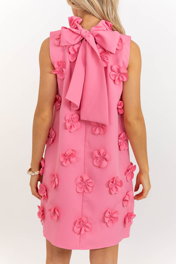 Twice As Nice Pink Floral Applique Dress