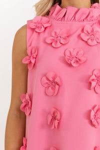 Twice As Nice Pink Floral Applique Dress