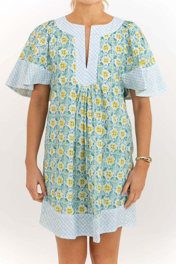 Just A Theory Light Blue Tile Dress