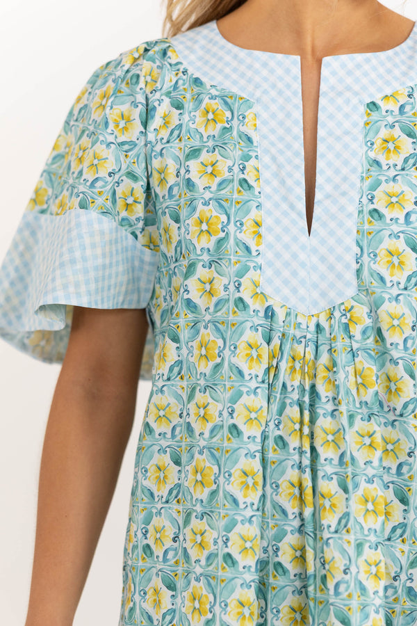 Just A Theory Light Blue Tile Dress