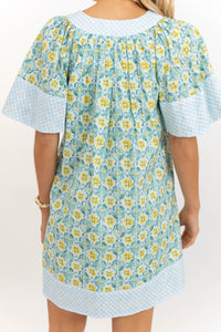 Just A Theory Light Blue Tile Dress