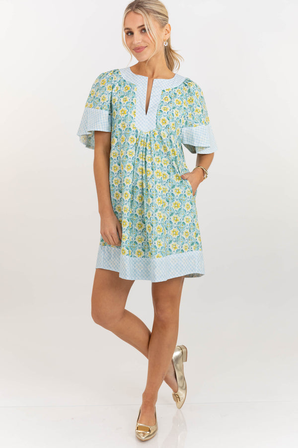 Just A Theory Light Blue Tile Dress
