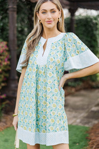Just A Theory Light Blue Tile Dress
