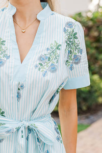 Remember You Fondly Blue Striped Midi Dress