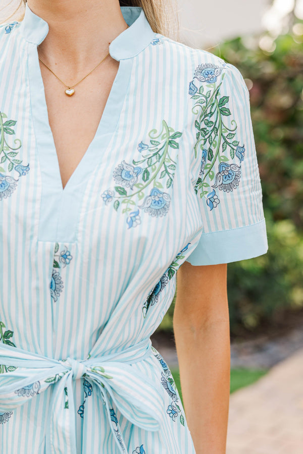 Remember You Fondly Blue Striped Midi Dress
