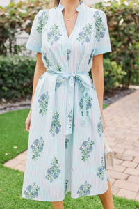 Remember You Fondly Blue Striped Midi Dress