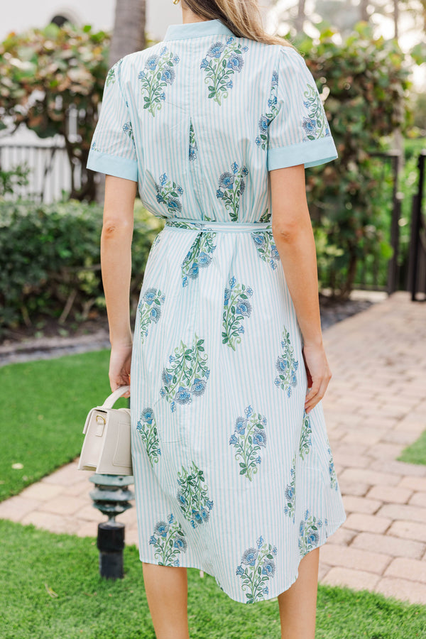 Remember You Fondly Blue Striped Midi Dress