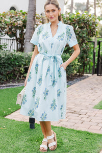 Remember You Fondly Blue Striped Midi Dress