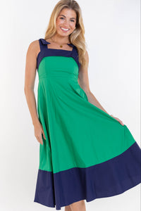 Forever Starts Here Green Colorblock Midi Dress