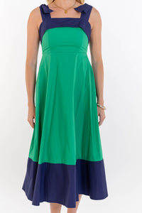 Forever Starts Here Green Colorblock Midi Dress