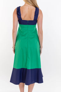 Forever Starts Here Green Colorblock Midi Dress