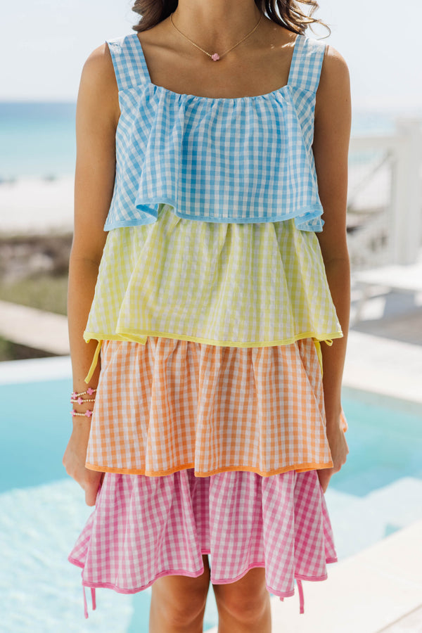 Girls: Open Skies Multi Gingham Dress