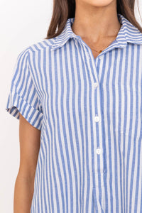 Lovely As Ever Blue Striped Midi Dress